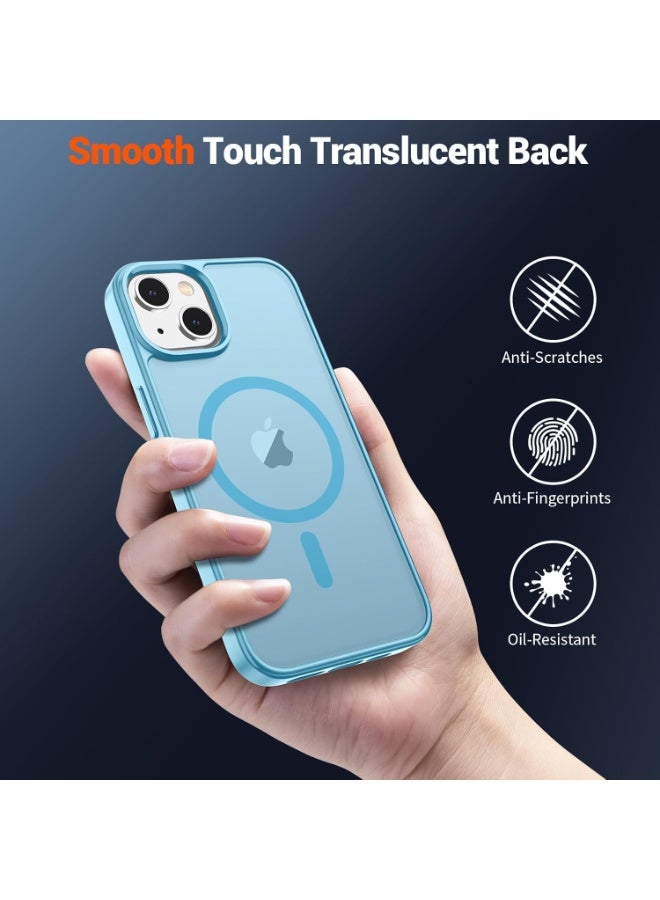 أكاليكس جراب مغناطيسي لهاتف آيفون 15 [مقاوم للصدمات ونحيف] غطاء خلفي صلب شفاف غير لامع مع حماية عالية الجودة | أزرق سماوي - Image 4